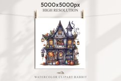 Halloween Magic Shop Storefront Clipart PNG Scrapbooking Art Tale Image Watercolor Transparent Print illustration sublimation creepy printable digital watercolor halloween bakery stand, Magic Shop clipart, sublimation nursery, Creepy Witch, storefront