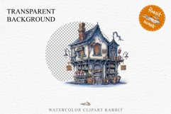 Halloween Magic Shop Storefront Clipart PNG Scrapbooking Art Tale Image Watercolor Transparent Print illustration sublimation creepy printable digital watercolor halloween bakery stand, Magic Shop clipart, sublimation nursery, Creepy Witch, storefront