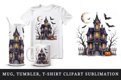 Halloween tumbler, mug wrap, clipart sublimation design Product Image 1