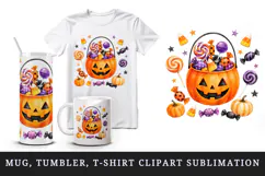 Halloween tumbler, mug wrap, clipart sublimation design Product Image 1