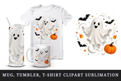 Halloween tumbler, mug wrap, clipart sublimation design Product Image 1