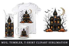 Halloween tumbler, mug wrap, clipart sublimation design Product Image 1