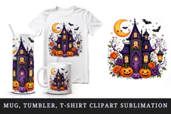Halloween tumbler, mug wrap, clipart sublimation design Product Image 1