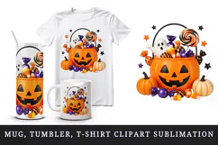 Halloween tumbler, mug wrap, clipart sublimation design Product Image 1