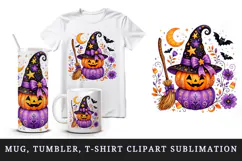 Halloween tumbler, mug wrap, clipart sublimation design Product Image 1
