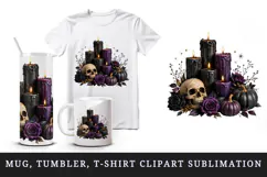Halloween tumbler, mug wrap, clipart sublimation design Product Image 1