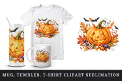 Halloween tumbler, mug wrap, clipart sublimation design Product Image 1