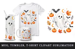 Halloween tumbler, mug wrap, clipart sublimation design Product Image 1