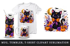Halloween tumbler, mug wrap, clipart sublimation design Product Image 1