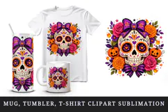 Halloween tumbler, mug wrap, clipart sublimation design Product Image 1