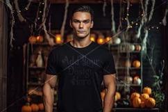 Halloween T Shirt Mockup Male, Black T-Shirt Mockup, d11 Product Image 2