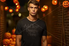 Halloween T Shirt Mockup Male, Black T-Shirt Mockup, d12 Product Image 2