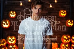 Halloween T Shirt Mockup Male, White T-Shirt Mockup, d13 Product Image 1