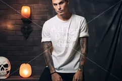 Halloween T Shirt Mockup Male, White T-Shirt Mockup, d14 Product Image 2
