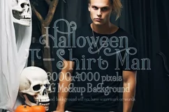 Halloween T Shirt Mockup Male, Black T-Shirt Mockup, d13 Product Image 1