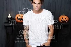 Halloween T Shirt Mockup Male, White T-Shirt Mockup, d31 Product Image 1