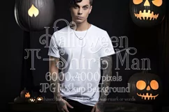Halloween T Shirt Mockup Male, White T-Shirt Mockup, d32 Product Image 1