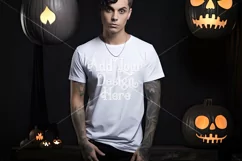 Halloween T Shirt Mockup Male, White T-Shirt Mockup, d32 Product Image 2