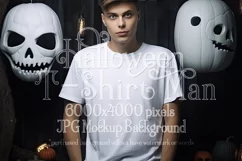 Halloween T Shirt Mockup Male, White T-Shirt Mockup, d33 Product Image 1