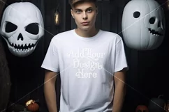 Halloween T Shirt Mockup Male, White T-Shirt Mockup, d33 Product Image 2