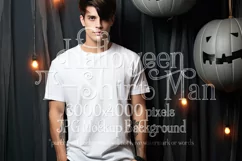 Halloween T Shirt Mockup Male, White T-Shirt Mockup, d36 Product Image 1