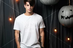 Halloween T Shirt Mockup Male, White T-Shirt Mockup, d36 Product Image 2