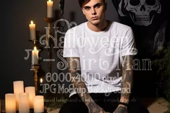 Halloween T Shirt Mockup Male, White T-Shirt Mockup, d37 Product Image 1