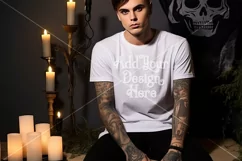 Halloween T Shirt Mockup Male, White T-Shirt Mockup, d37 Product Image 2