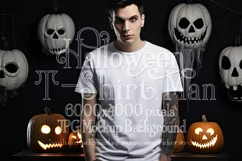 Halloween T Shirt Mockup Male, White T-Shirt Mockup, d38 Product Image 1