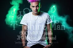 Halloween T Shirt Mockup Male, White T-Shirt Mockup, d40 Product Image 1