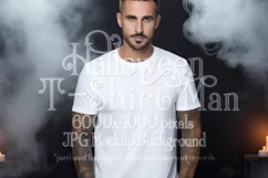 Halloween T Shirt Mockup Male, White T-Shirt Mockup, d6 Product Image 1