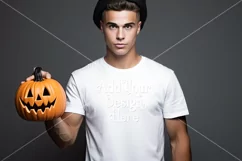 Halloween T Shirt Mockup Male, White T-Shirt Mockup, d7 Product Image 2