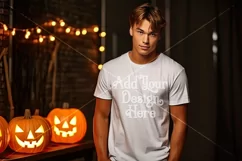 Halloween T Shirt Mockup Male, White T-Shirt Mockup, d8 Product Image 2