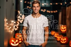 Halloween T Shirt Mockup Male, White T-Shirt Mockup, d9 Product Image 1