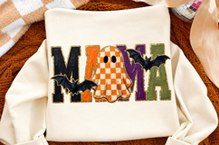 Halloween Mama Png,Checkered Ghost Spooky Mama Sublimation Product Image 2