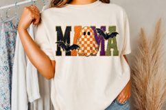 Halloween Mama Png,Checkered Ghost Spooky Mama Sublimation Product Image 3
