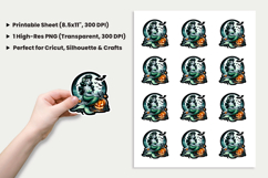 Halloween Mermaid Pumpkin Bats Moon Sticker Sublimation PNG Product Image 2
