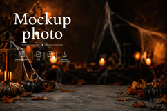 Halloween Product Placement Mockup Spooky black background Product Image 1