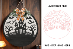 Haunted House Halloween Laser Cut Sign SVG Product Image 1