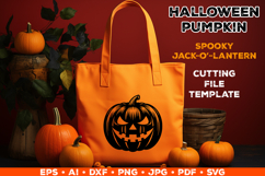 Halloween Pumpkin Silhouette SVG Cut File. Scary Pumpkin SVG Product Image 1