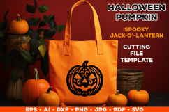 Halloween Pumpkin Silhouette SVG Cut File. Scary Pumpkin SVG Product Image 1