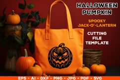 Halloween Pumpkin Silhouette SVG Cut File. Scary Pumpkin SVG Product Image 1