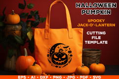 Halloween Pumpkin Silhouette SVG Cut File. Scary Pumpkin SVG Product Image 1