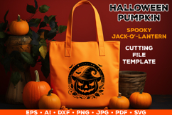 Halloween Pumpkin Silhouette SVG Cut File. Scary Pumpkin SVG Product Image 1