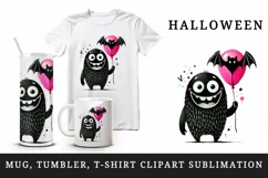 Halloween monster print 20 oz tumbler skinny mug wrap clipart t-shirt sublimation printable design
