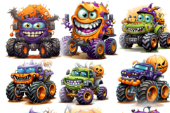 Cute Halloween Monster Truck Clipart - 10 Transparent PNGs Product Image 10