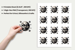 Halloween Sticker, Moon Face Sticker, Stars PNG, Retro Moon Sticker, Halloween PNG, Celestial Halloween Design, Spooky Sticker Design, Printable Halloween Stickers, Cricut Halloween Design, Halloween Sublimation