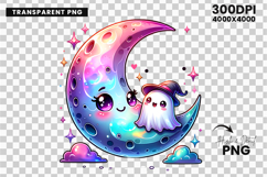 halloween moon ghost couple png, halloween ghost couple clipart, cute halloween ghost love design, kawaii ghost couple under moon, halloween couple sublimation png, halloween romantic ghost art, moonlight ghost couple design, halloween spooky cute couple 