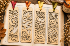 Halloween Moonlight &amp; Witch Laser Cut Bookmarks Product Image 1