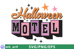 Halloween Motel SVG Halloween Retro Sign PNG T-shirt Design Product Image 1